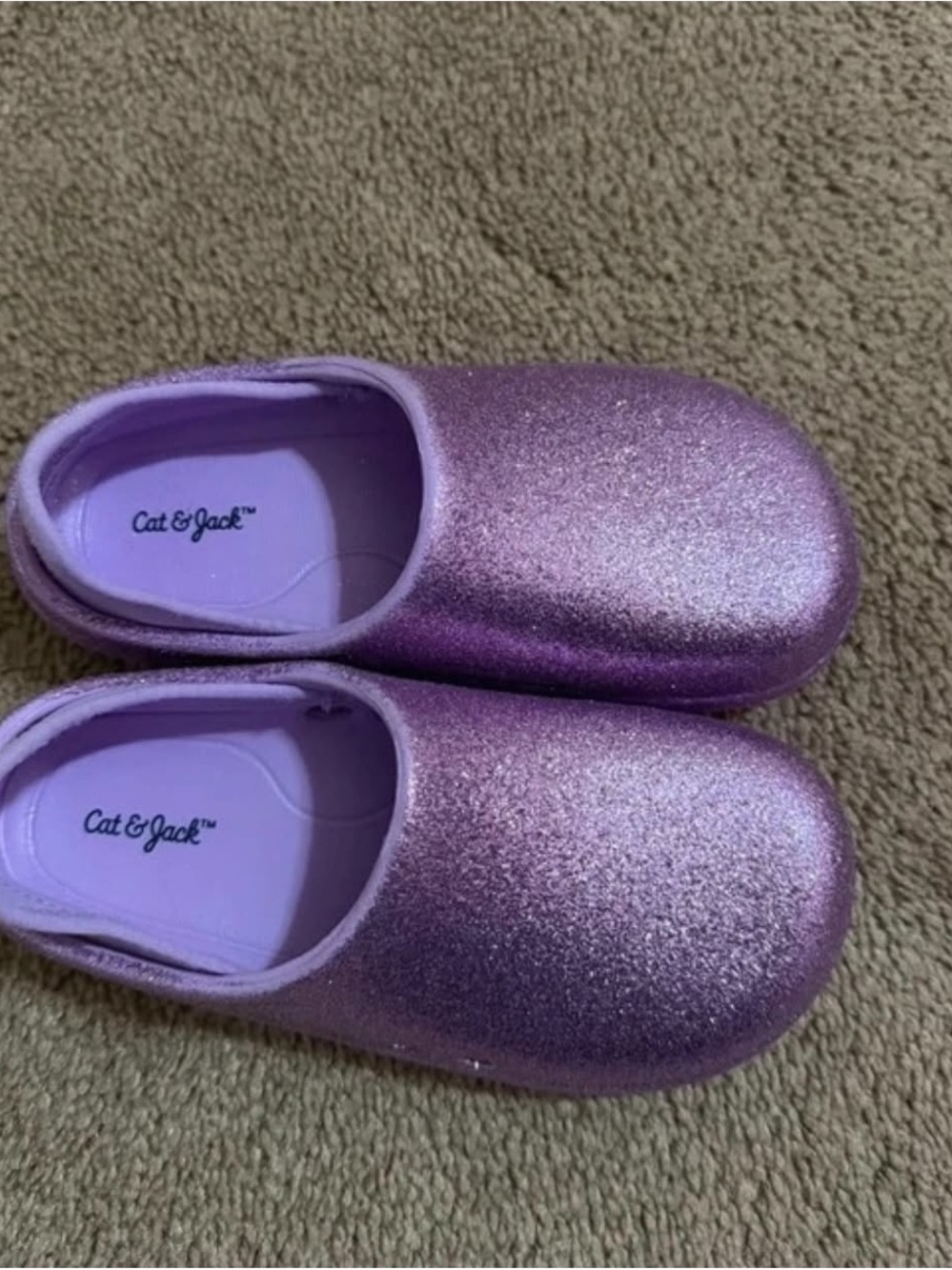 NWOT Cat & Jack Girls' Glitter Slip-On Clogs in Shimmering Lavender